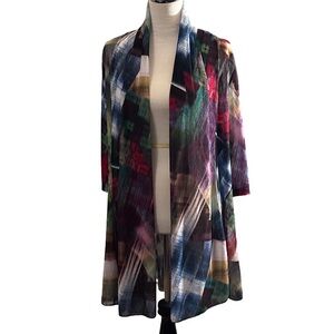 Multicolor Abstract Open Front Cardigan